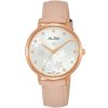 Ah8858x1 alba watch women flowers silver white dial leather pink strap quartz movt japan analog three hand fashion