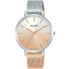Ah8867x1 alba watch women silver rose gold gradation dial stainless steel metal mesh two tone strap quartz movt japan analog three hand fashion