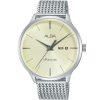 Al4107x1 alba watch men beige dial stainless steel metal silver mesh strap automatic analog three hand signa