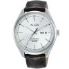 Al4145x1 alba watch men silver white dial leather brown strap automatic analog water resist 5bar three hand prestige
