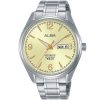 Al4155x1 alba watch men gold dial stainless steel metal silver strap automatic analog water resist 5bar three hand prestige