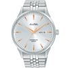 Al4241x1 alba watch men silver white dial stainless steel metal strap automatic analog 10bar three hand prestige