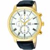 Am3094x1 alba watch men white dial leather black strap quartz movt japan analog water resist 5bar chronograph prestige