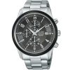 Am3145x1 alba watch men black dial stainless steel metal silver strap quartz movt japan analog chronograph water resist 5bar prestige