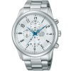 Am3153x1 alba watch men silver white dial stainless steel metal strap quartz movt japan analog chronograph water resist 5bar prestige