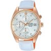 Am3230x1 alba watch women silver white dial leather strap quartz movt japan analog chronograph water resist 5bar prestige
