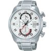 Am3237x1 alba watch men white patterned dial stainless steel metal silver strap quartz movt japan analog chronograph water resist 10bar active