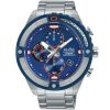 Am3331x1 alba watch men blue dial stainless steel metal silver strap quartz movt japan analog water resist 10bar chronograph active