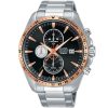 Am3436x1 alba watch men black dial stainless steel metal silver strap quartz movt japan analog chronograph water resist 10bar active