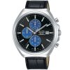 Am3483x1 alba watch men black dial leather strap quartz movt japan analog water resist 5bar chronograph prestige