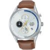 Am3573x1 alba watch men silver white dial leather brown strap quartz movt japan analog chronograph water resist 5bar prestige