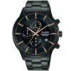 Am3759x1 alba watch men black dial stainless steel metal strap quartz movt japan analog chronograph wr 5bar prestige