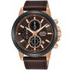 Am3798x1 alba watch men brown dial leather strap quartz movt japan analog chronograph water resist 10bar active