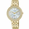 Ap6464x1 alba watch women silver white dial stainless steel metal gold strap quartz movt japan analog diamond three hand fashion