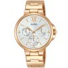 Ap6568x1 alba watch women silver white dial stainless steel metal rose gold strap quartz movt japan analog three hand fashion