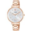 Ap6644x1 alba watch women silver white dial stainless steel metal rose gold strap quartz movt japan analog three hand fashion