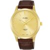 Arsz06x1 alba watch men gold dial leather brown strap quartz movt japan analog water resist 5bar three hand standard