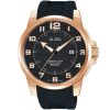 As9c72x1 alba watch men black patterned dial rubber strap quartz movt japan analog stainless steel water resist 10bar three hand active
