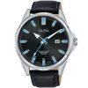 As9e39x1 alba watch men black dial leather strap quartz movt japan analog stainless steel water resist 10bar three hand active