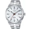 As9e47x1 alba watch men silver patterned dial stainless steel water resist 10bar metal strap quartz movt japan analog three hand active