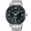 As9e59x1 alba watch men black dial stainless steel water resist 5bar metal silver strap quartz movt japan analog three hand prestige