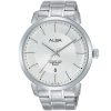 As9e65x1 alba watch men silver patterned dial stainless steel water resist 5bar metal strap quartz movt japan analog three hand prestige