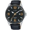 As9e77x1 alba watch men black dial leather strap quartz movt japan analog stainless steel water resist 10bar three hand active