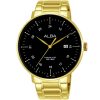 As9f94x1 alba watch men black dial stainless steel wr 5bar metal gold strap quartz movt japan analog three hand prestige