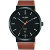 As9g19x1 alba watch men black dial leather brown strap quartz movt japan analog wr 5bar three hand prestige
