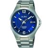 As9g27x1 alba watch men blue dial stainless steel metal titanium water resist 10bar silver strap quartz movt japan analog three hand prestige