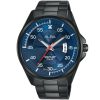 As9g89x1 alba watch men blue patterned dial stainless steel water resist 10bar metal black strap quartz movt japan analog three hand active