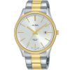 As9h54x1 alba watch men silver white dial stainless steel metal gold two tone strap quartz movt japan analog water resist 5bar three hand prestige