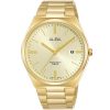As9h80x1 alba watch men gold dial stainless steel metal golden strap quartz movt japan analog water resist 5bar three hand prestige