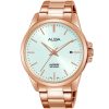 As9h98x1 alba watch men silver white dial stainless steel metal rose gold strap quartz movt japan analog sapphire wr 5bar three hand prestige