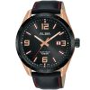 As9j24x1 alba watch men black dial leather strap quartz movt japan analog water resist 10bar three hand active