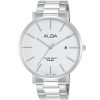 As9k15x1 alba watch men silver patterned dial stainless steel metal strap quartz movt japan analog water resist 5bar three hand prestige