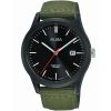 As9k23x1 alba watch men black dial fibers green strap quartz movt japan analog water resist 10bar three hand active