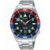 As9k39x1 alba watch men black patterned dial stainless steel metal silver strap quartz movt japan analog water resist 10bar three hand active