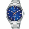 As9k73x1 alba watch men blue patterned dial stainless steel metal silver strap quartz movt japan analog water resist 10bar three hand signa