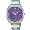 As9k87x1 alba watch men purple patterned dial stainless steel metal silver strap quartz movt japan analog three hand fusion active