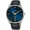 As9l17x1 alba watch men blue dial leather black strap quartz movt japan analog sapphire 5bar three hand prestige