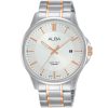 As9l33x1 alba watch men silver white dial stainless steel metal rose gold two tone strap quartz movt japan analog water resist 5bar three hand prestige