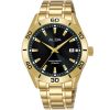 As9l44x1 alba watch men black dial stainless steel metal gold strap quartz movt japan analog water resist 10bar three hand active
