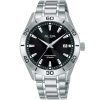 As9l47x1 alba watch men black dial stainless steel metal silver strap quartz movt japan analog water resist 10bar three hand active