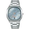 As9l77x1 alba watch men blue patterned dial stainless steel metal silver strap quartz movt japan analog square water resist 5bar three hand fusion active
