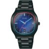 As9l87x1 alba watch men blue gradation patterned dial stainless steel metal black strap quartz movt japan analog square water resist 5bar three hand tokyo neon