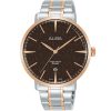 As9l92x1 alba watch men brown dial stainless steel metal silver rose gold two tone strap quartz movt japan analog water resist 5bar three hand prestige