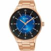 As9m04x1 alba watch men blue gradation dial stainless steel metal rose gold strap quartz movt japan analog water resist 5bar three hand prestige