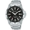 As9m25x1 alba watch men black dial stainless steel metal silver strap quartz movt japan analog water resist 10bar three hand active