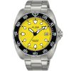 As9m95x1 alba watch men yellow dial stainless steel metal silver strap quartz movt japan analog water resist 10bar three hand active